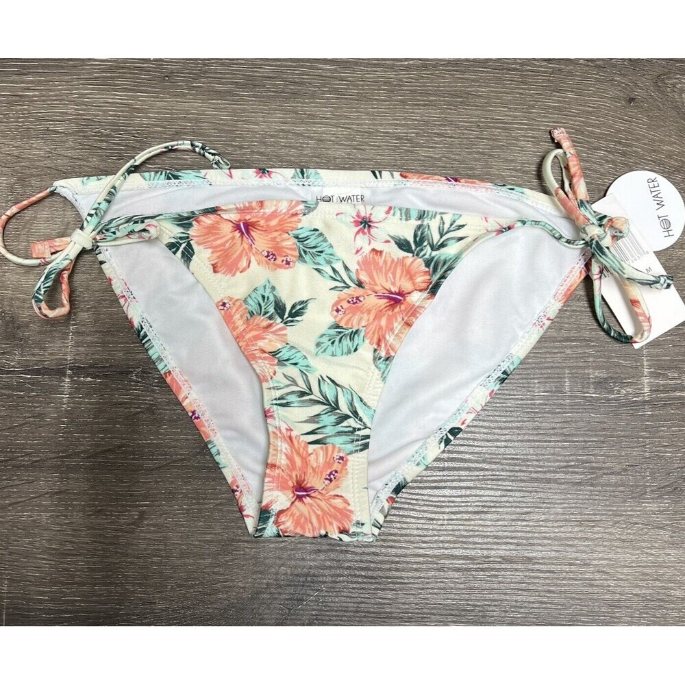 NWT Hot Water String Bikini Bottoms Jrs Medium fits Small Wild Flower Side Tie